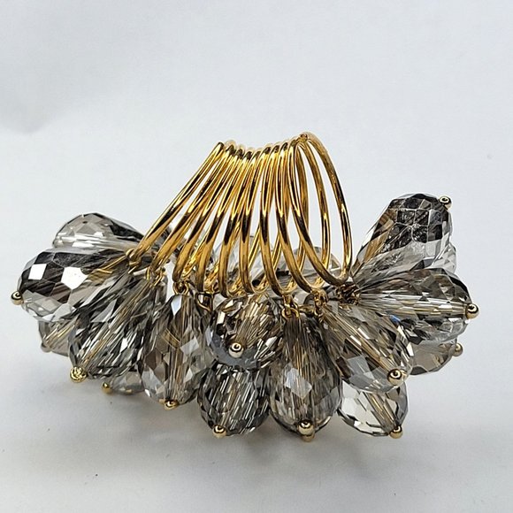 Swaroski Crystal Ring Flamboyant Unique Crystal Bicone Beaded Cluster Ring - Picture 7 of 12